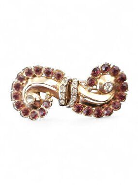 Vintage Coro Rhinestone Duette Fur Clips Brooch